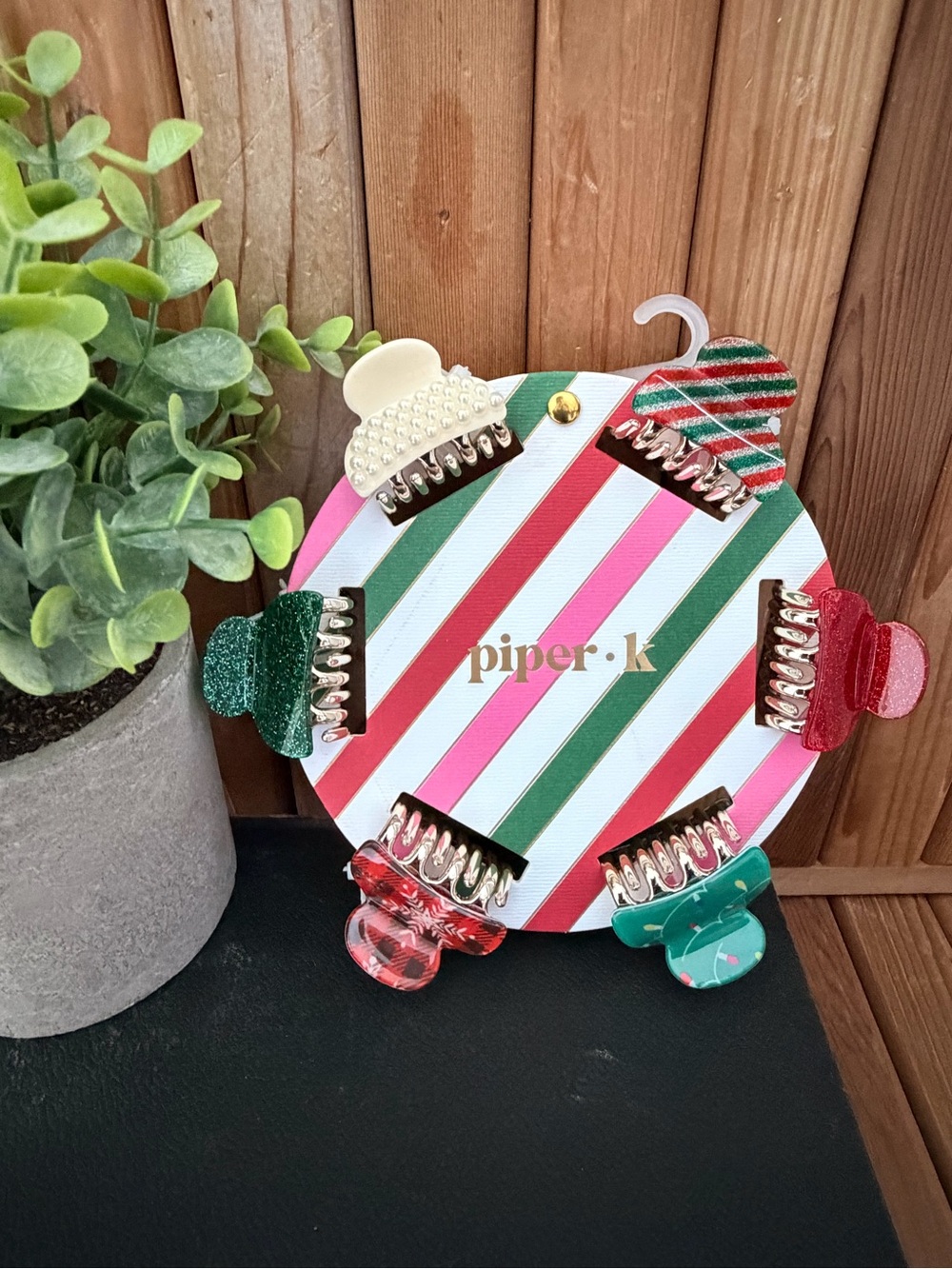 Piper K Set of 6 Holiday Hair Claw Clips, Festive Gift Ready